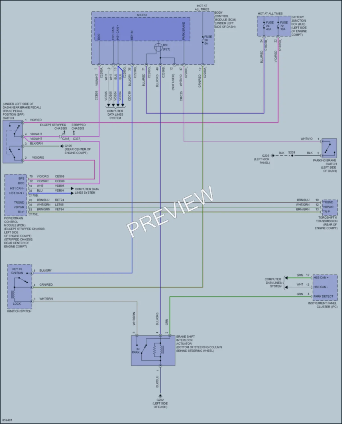 2024 Ford E350Econoline Shift Interlock wiring diagram preview