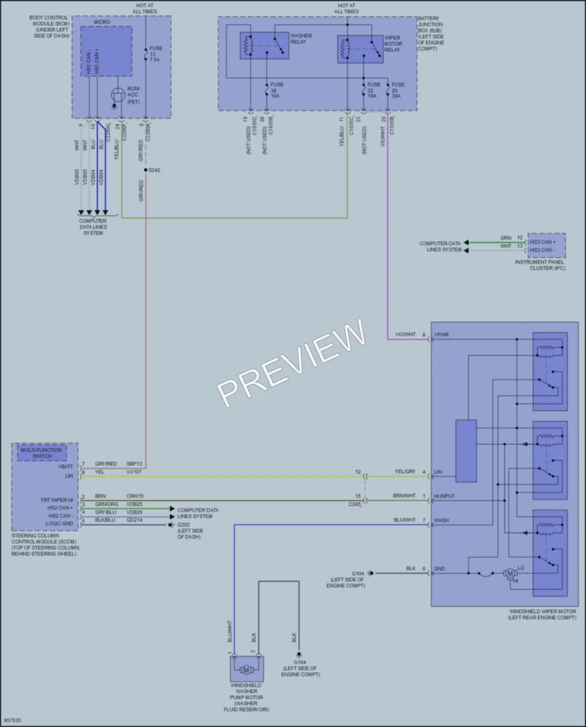 2024 Ford E350Econoline Wiper Washer wiring diagram preview