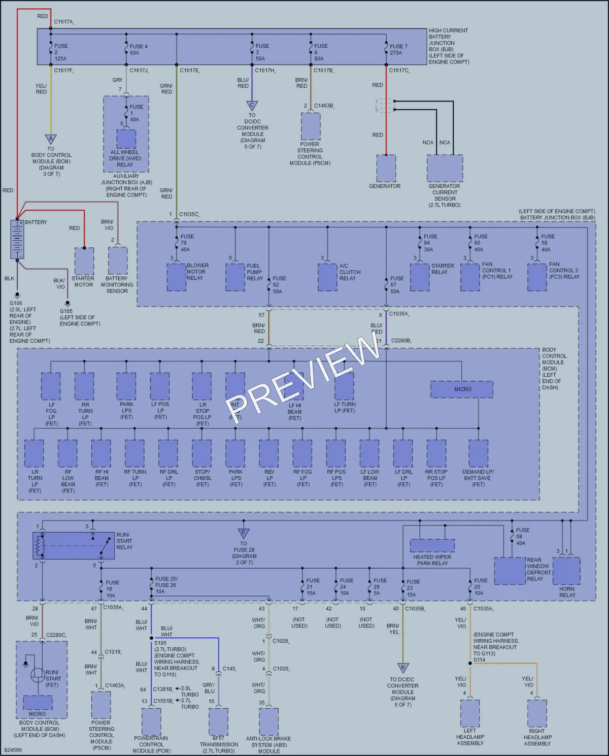 2024 Ford Edge Power Distribution wiring diagram preview