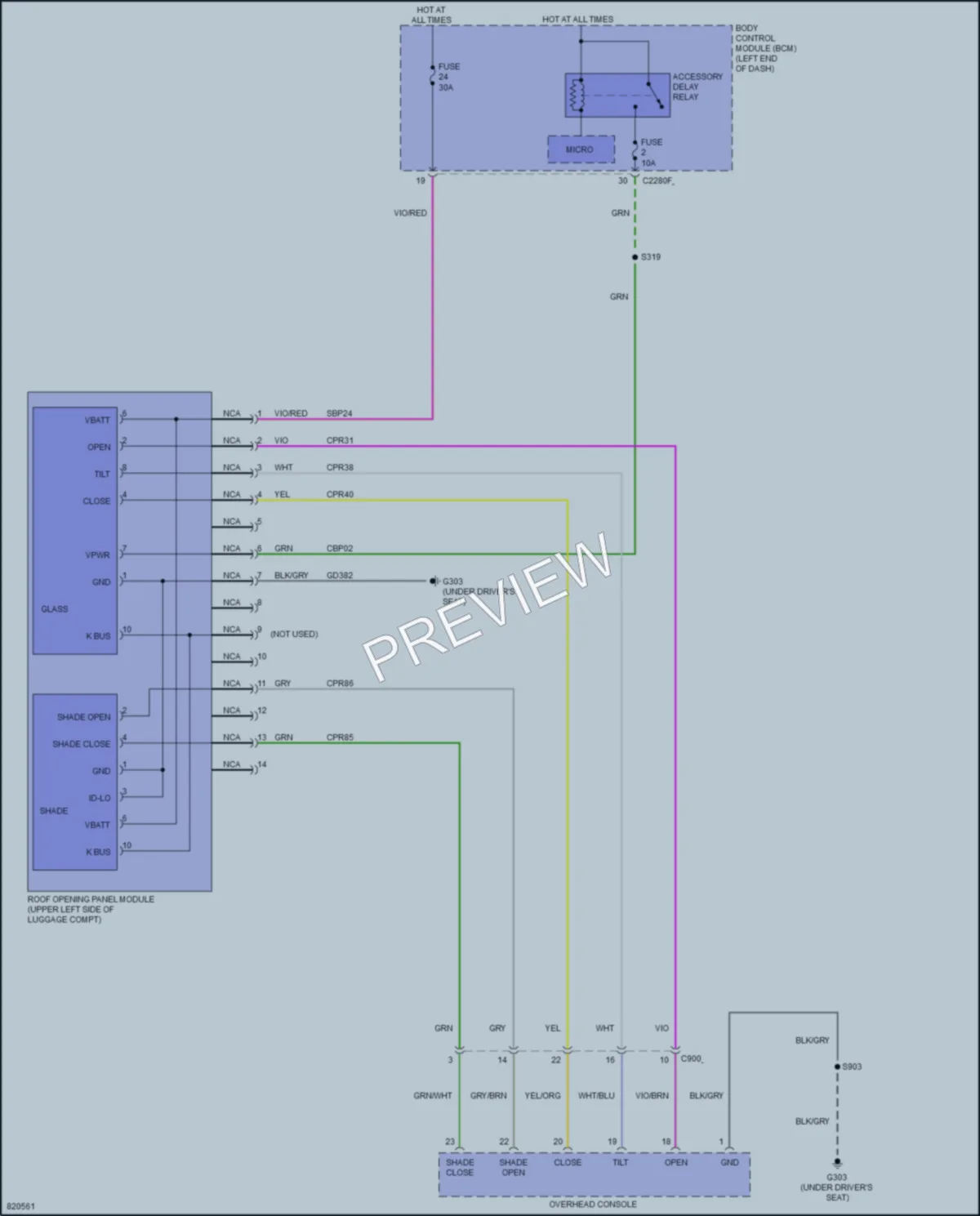 2024 Ford Edge Power Top Sunroof wiring diagram preview