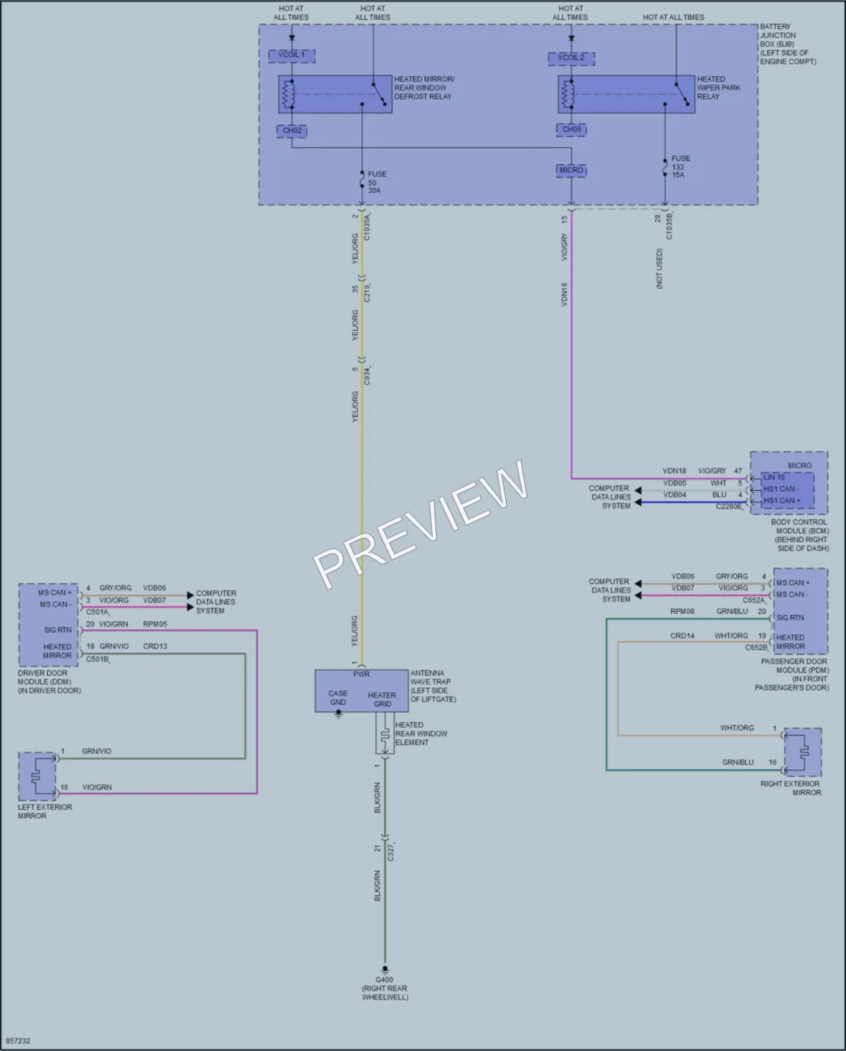 2024 Ford Escape Defoggers wiring diagram preview