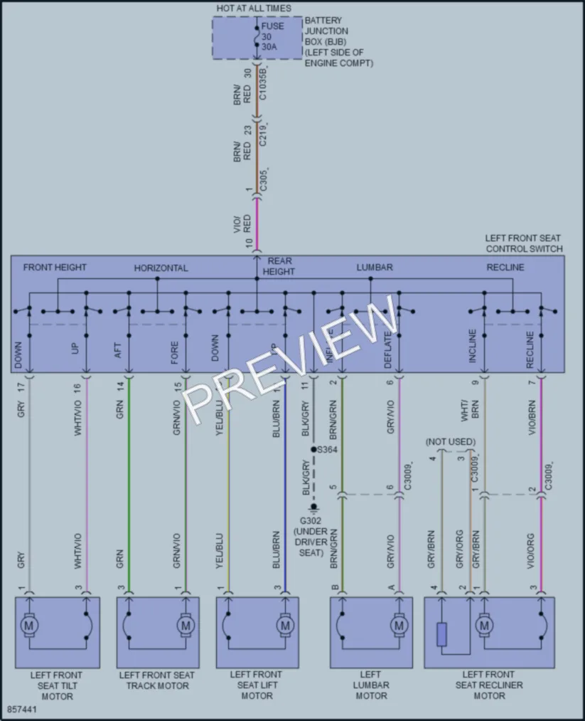 2024 Ford Escape Power Seats wiring diagram preview