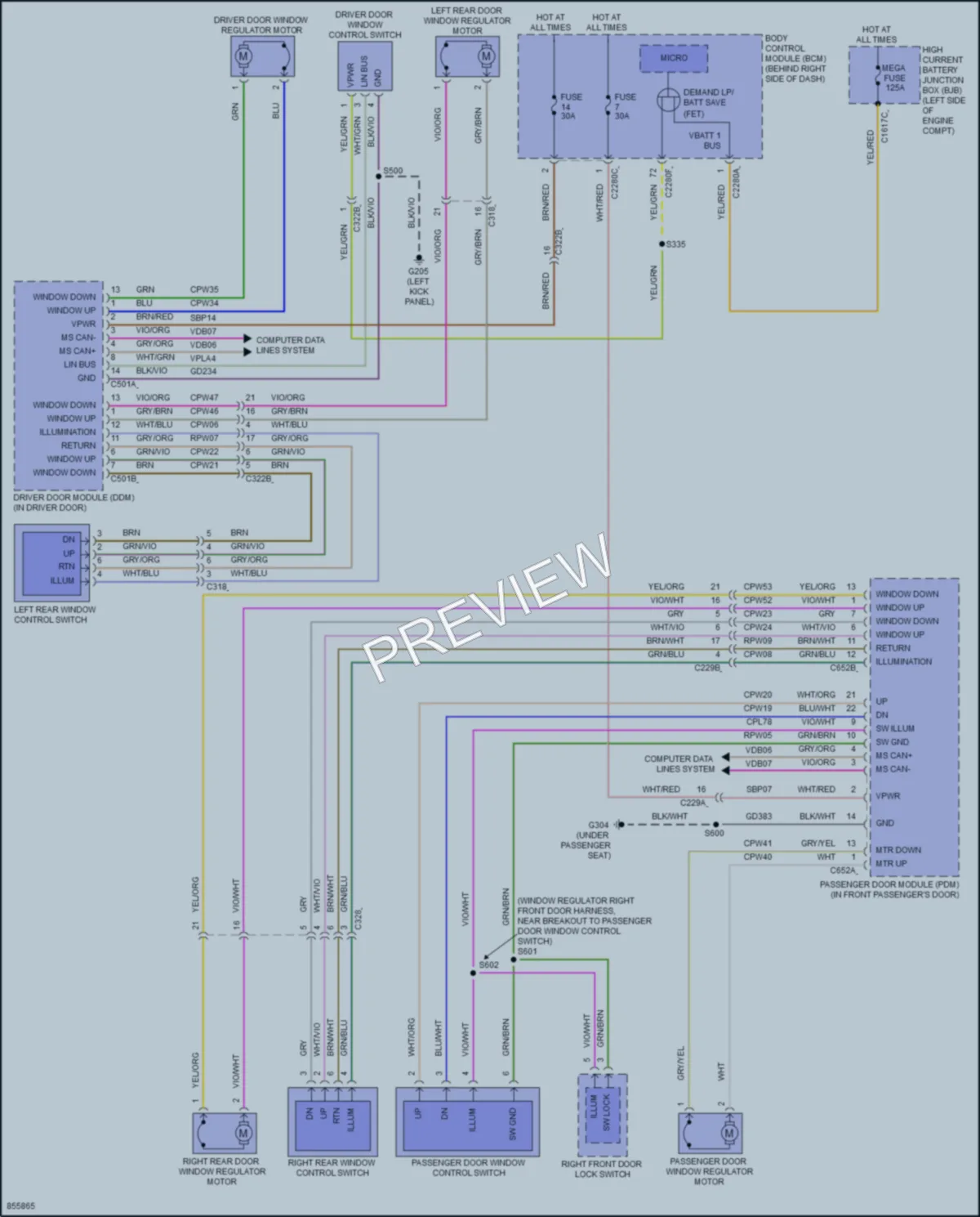 2024 Ford Escape Power Windows wiring diagram preview