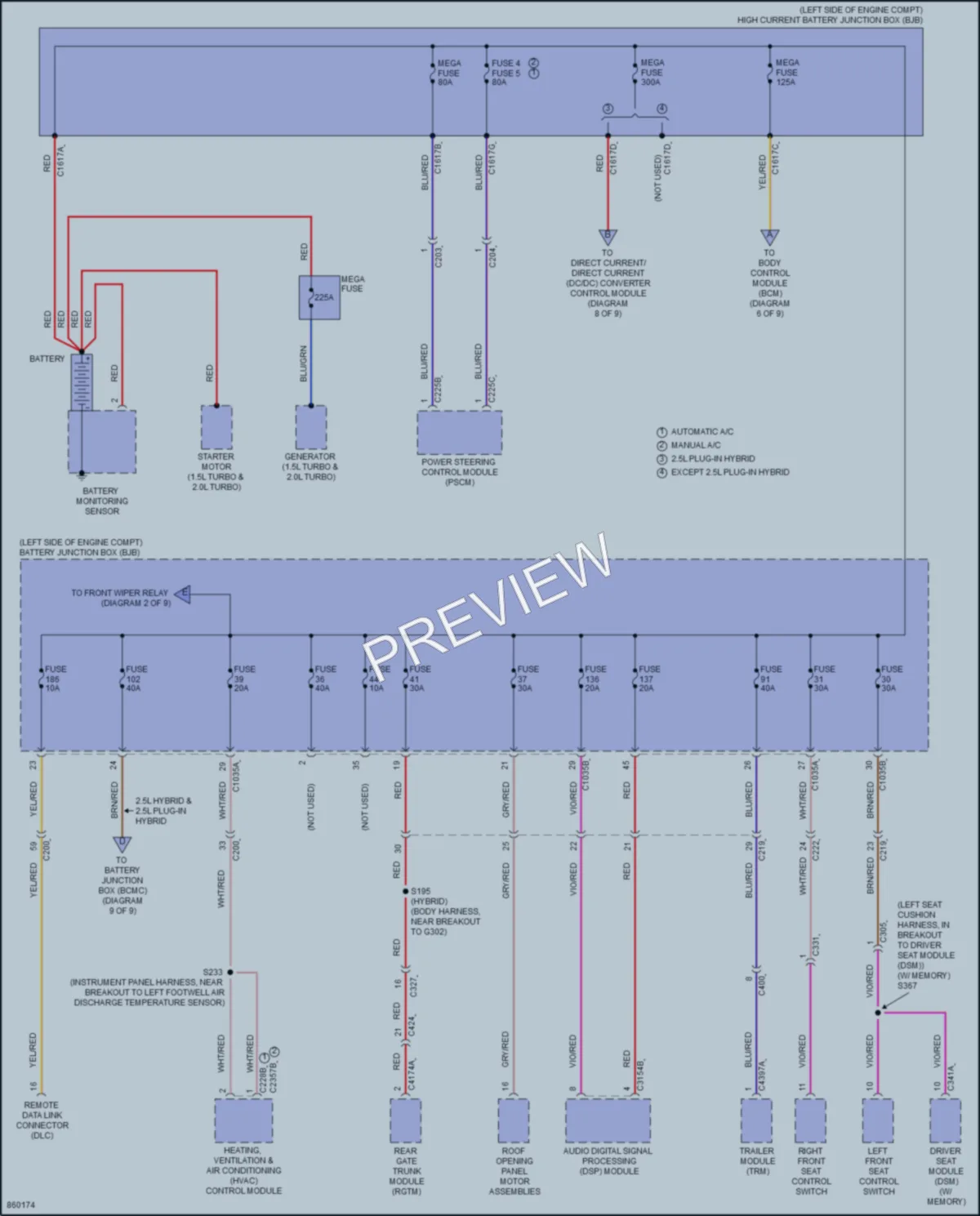 2024 Ford EscapeHybrid Power Distribution wiring diagram preview