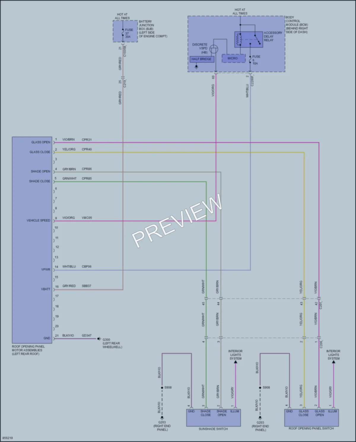 2024 Ford EscapeHybrid Power Top Sunroof wiring diagram preview