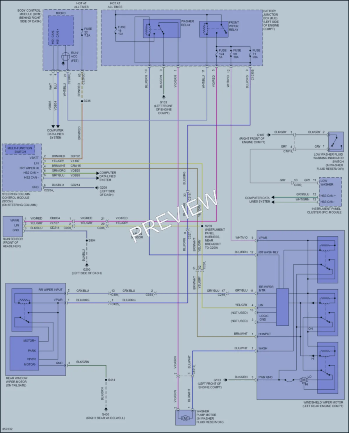 2024 Ford EscapeHybrid Wiper Washer wiring diagram preview