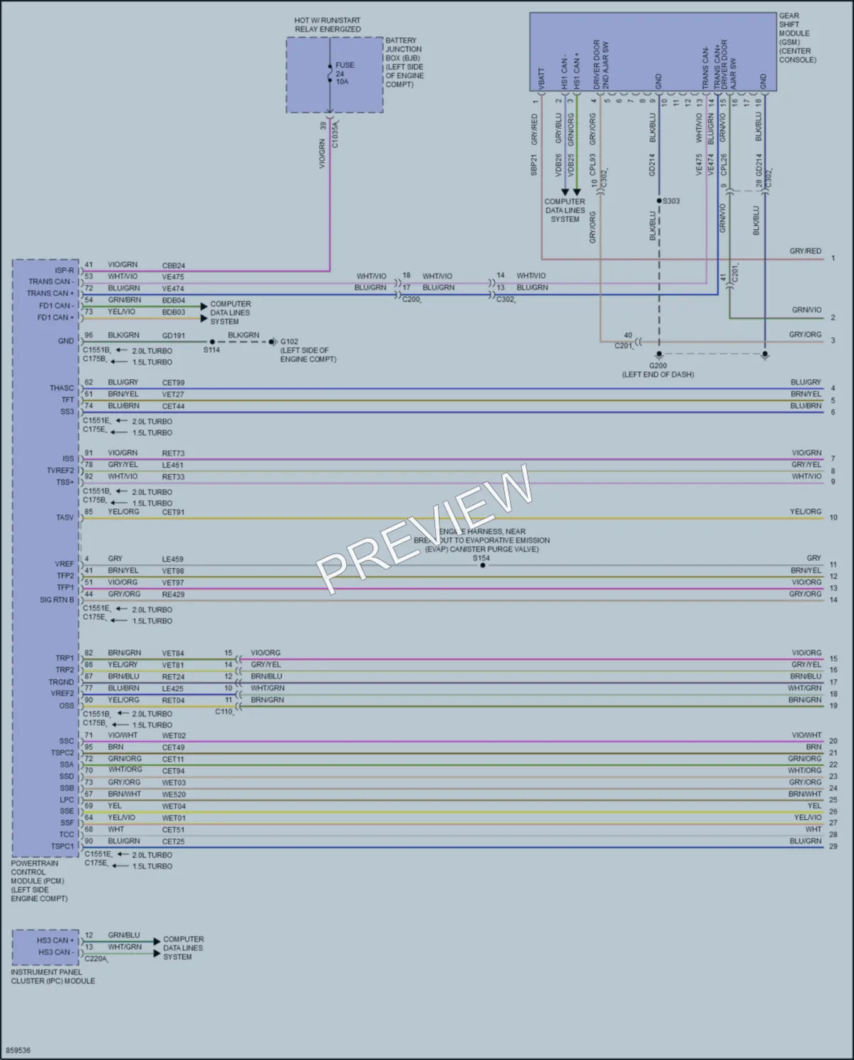 2024 Ford EscapePlugIn Transmission wiring diagram preview