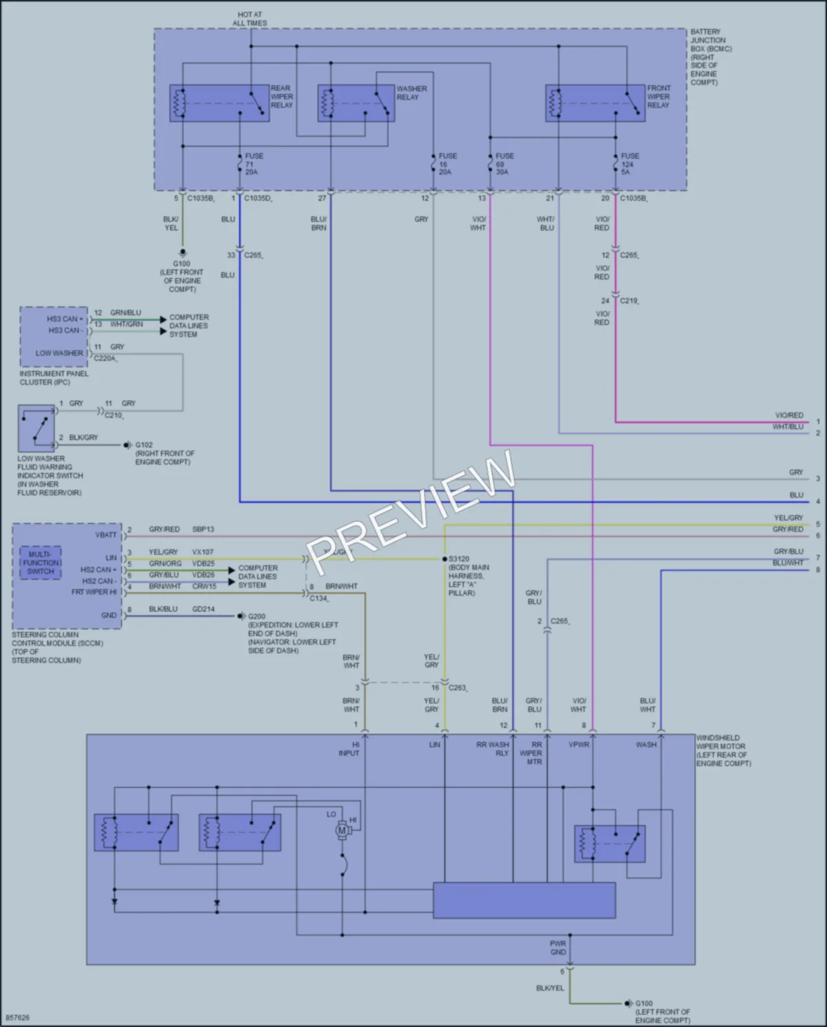 2024 Ford Expedition Wiper Washer wiring diagram preview