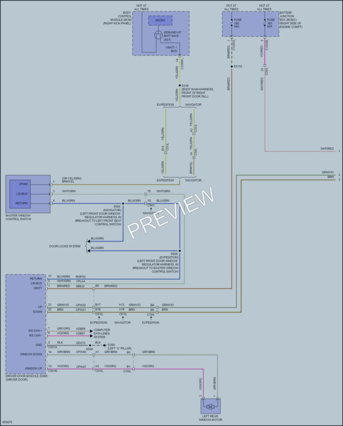 2024 Ford ExpeditionMAX Power Windows wiring diagram preview