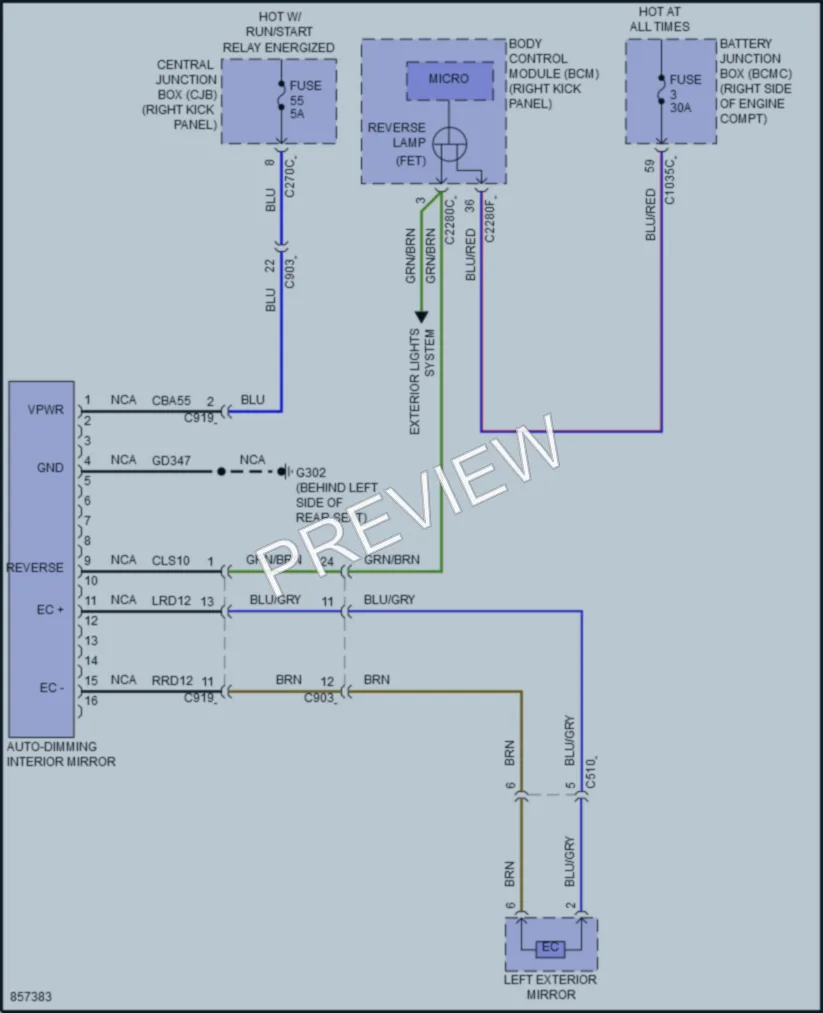 2024 Ford F150 Power Mirrors wiring diagram preview