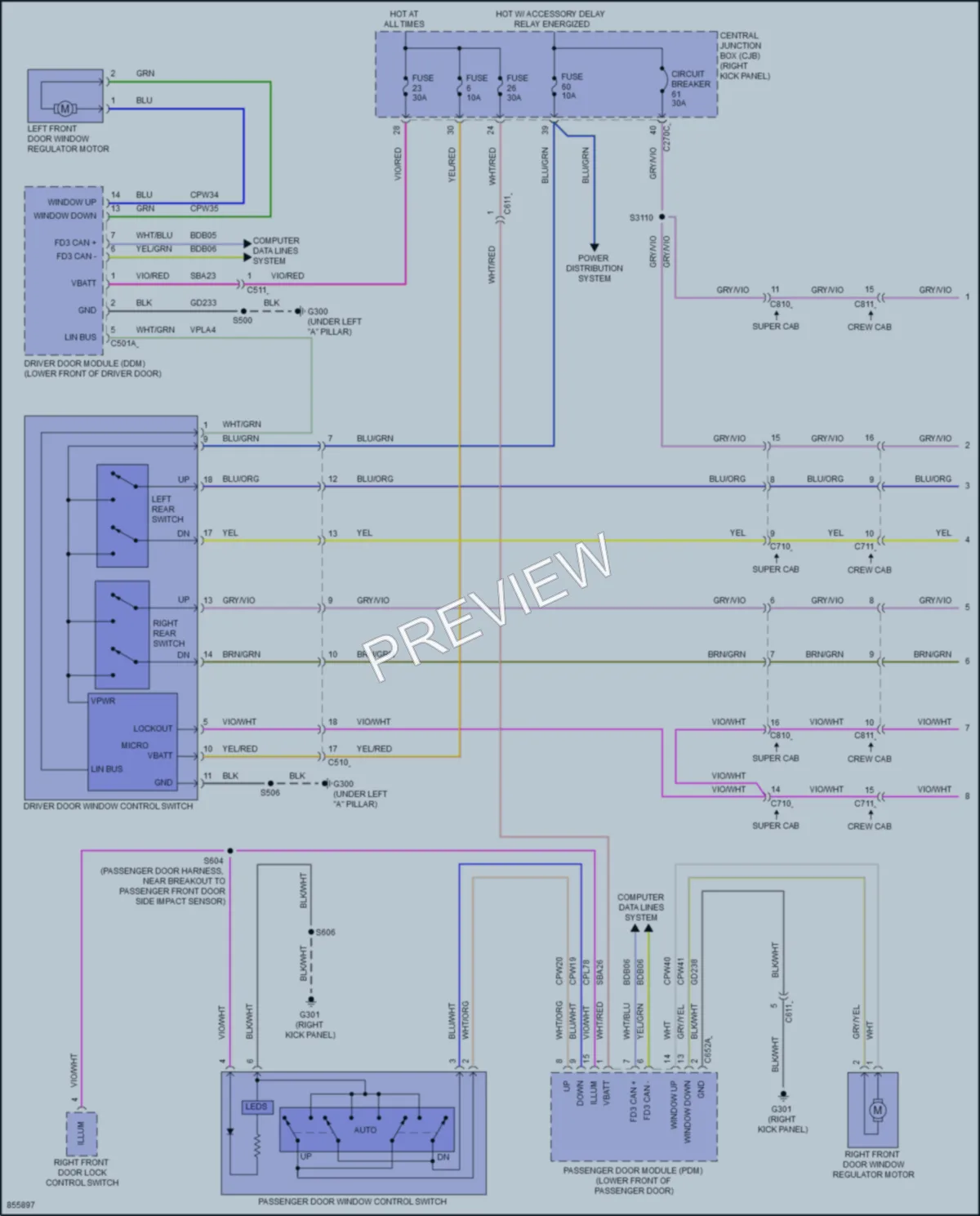 2024 Ford F150 Power Windows wiring diagram preview