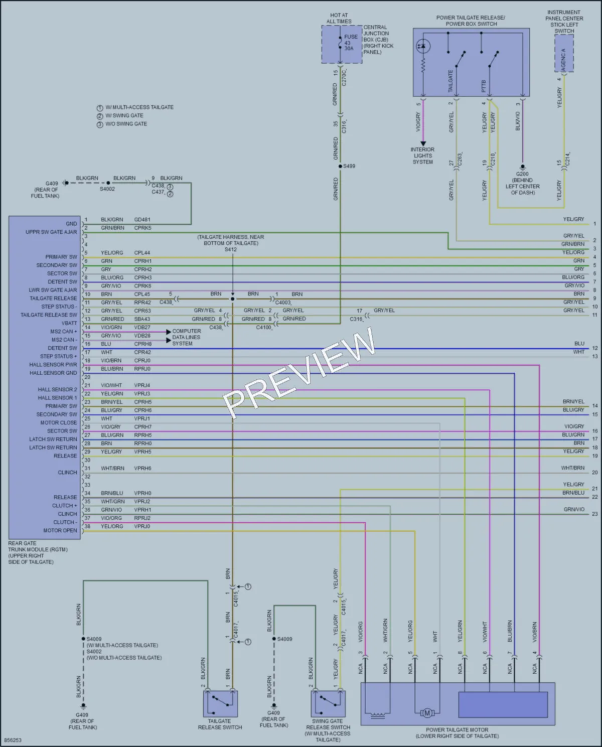2024 Ford F150 Trunk Tailgate Fuel Door wiring diagram preview