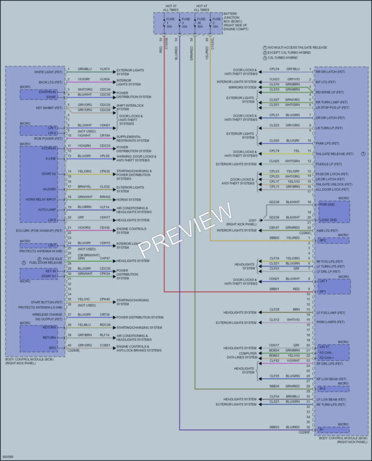 2024 Ford F150Hybrid Body Control Modules wiring diagram preview