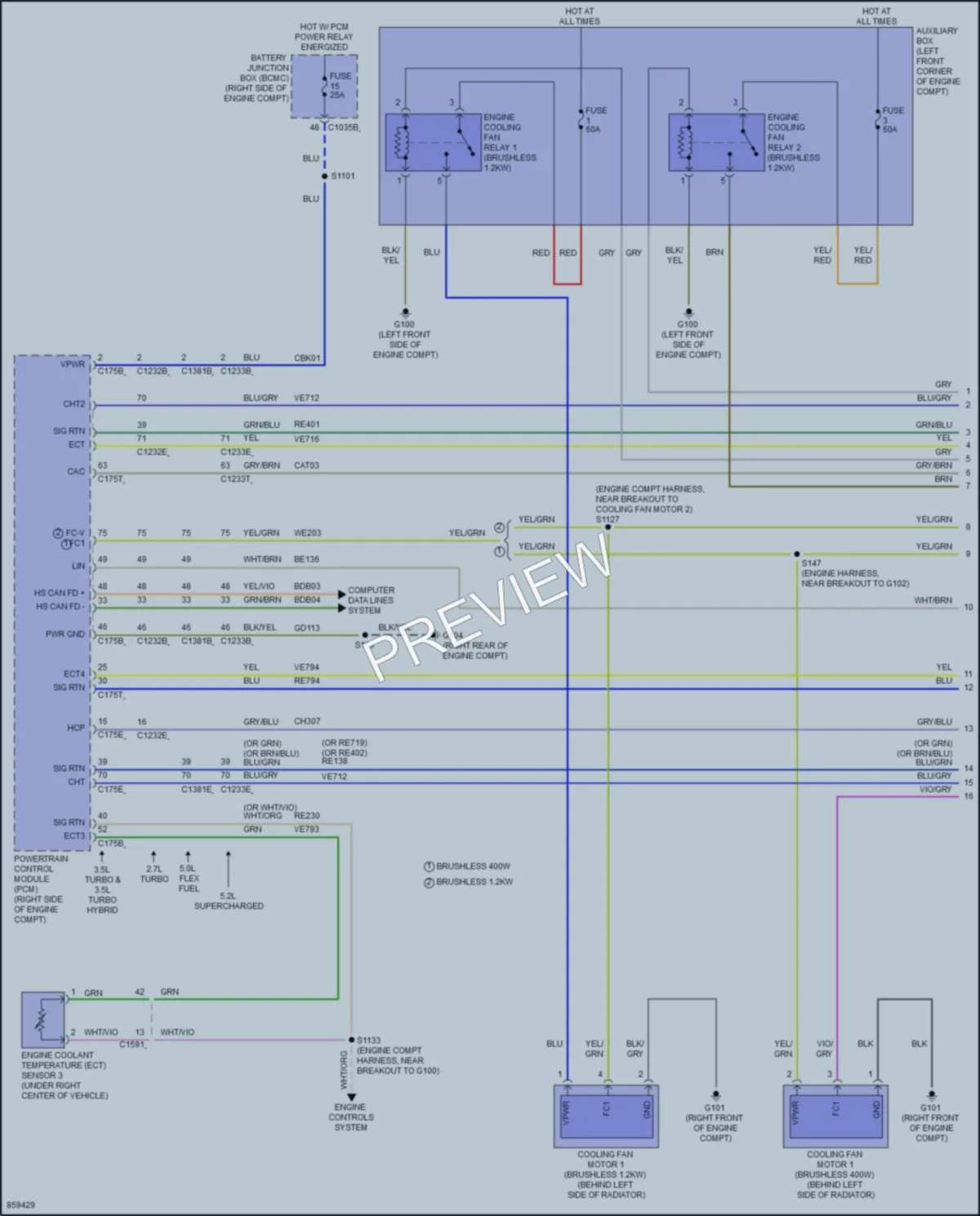 2024 Ford F150Hybrid Cooling Fan wiring diagram preview
