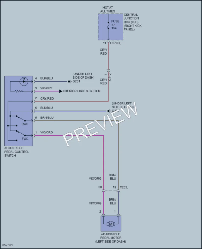 2024 Ford F150Hybrid Power Seats wiring diagram preview
