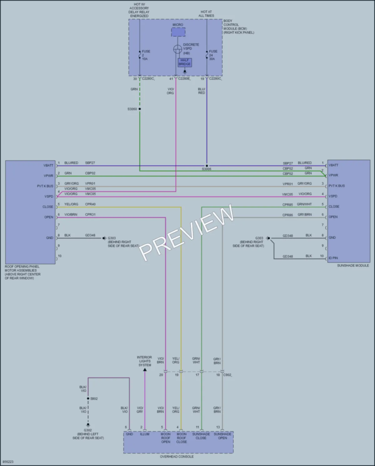 2024 Ford F150Hybrid Power Top Sunroof wiring diagram preview