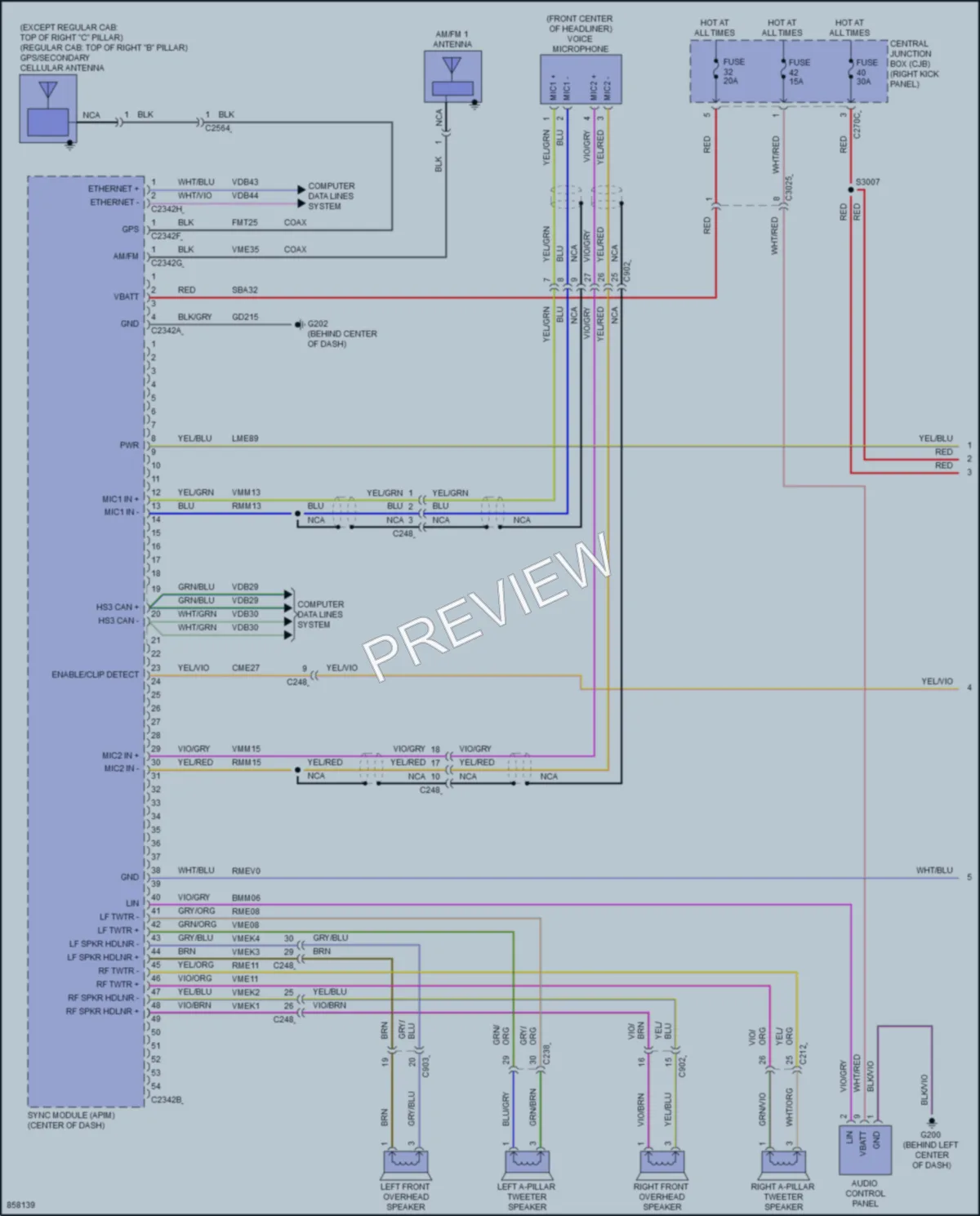 2024 Ford F150Hybrid Radio wiring diagram preview