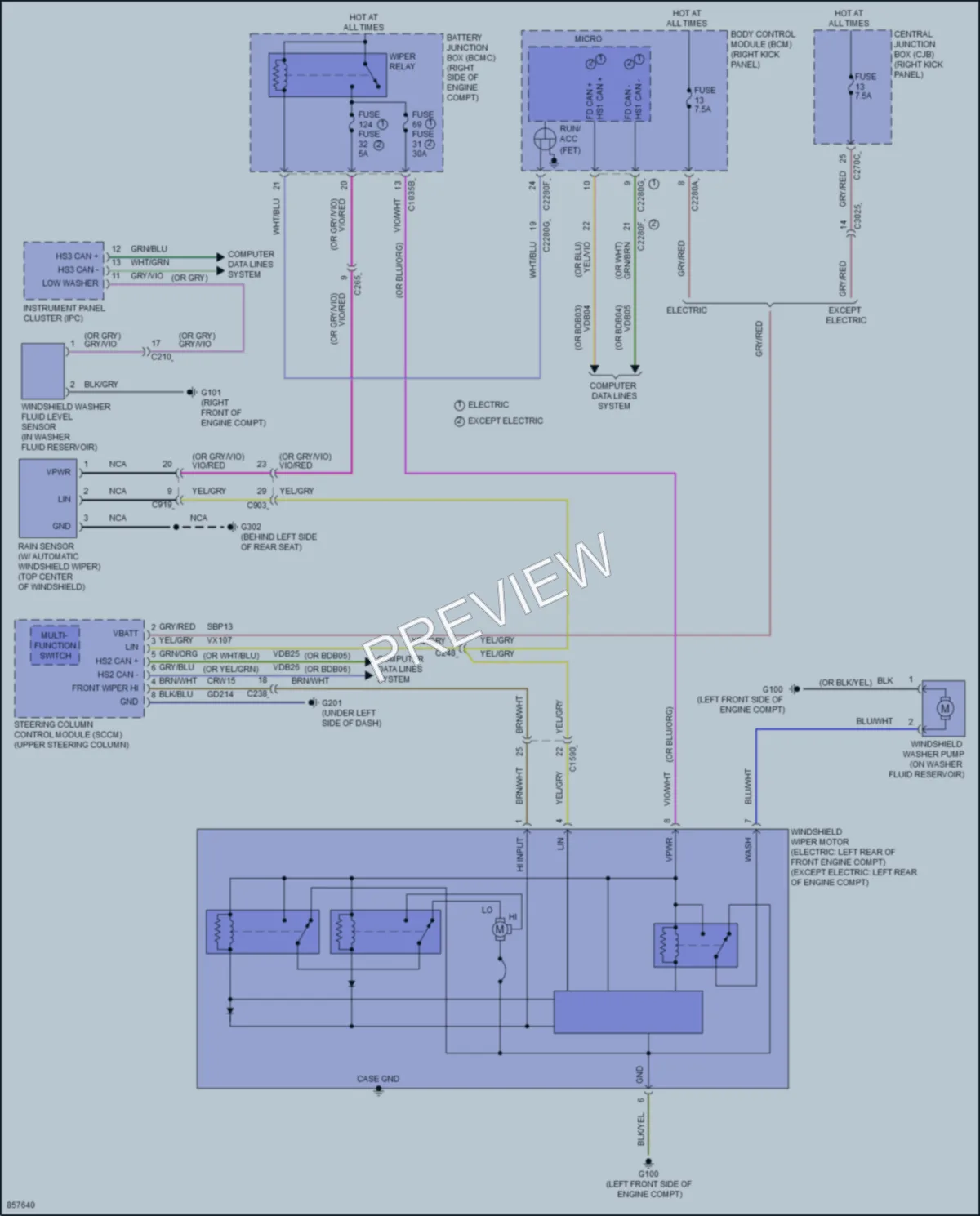 2024 Ford F150Hybrid Wiper Washer wiring diagram preview