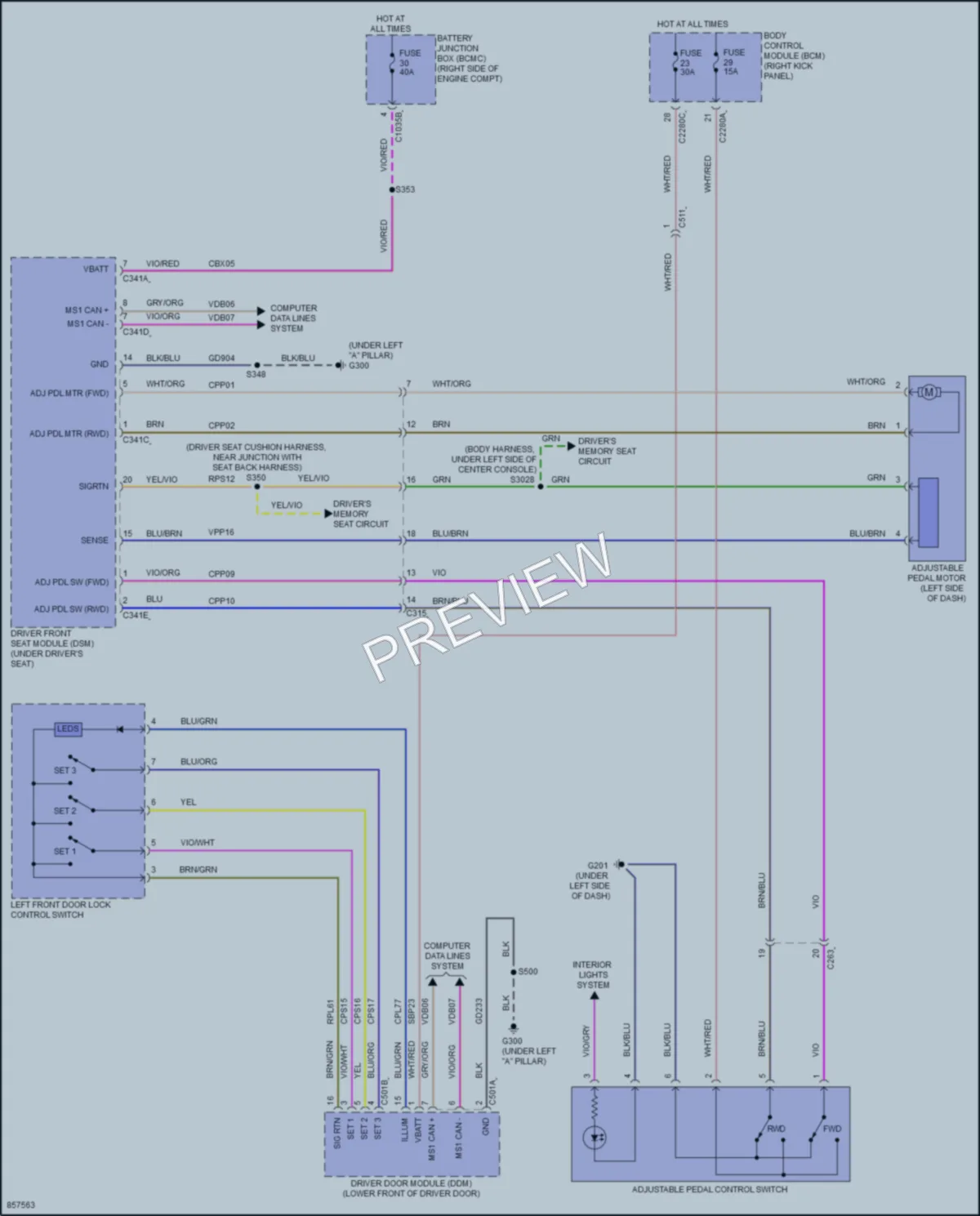 2024 Ford F150Lightning Memory Systems wiring diagram preview