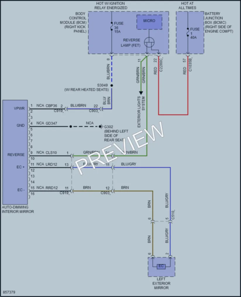 2024 Ford F150Lightning Power Mirrors wiring diagram preview