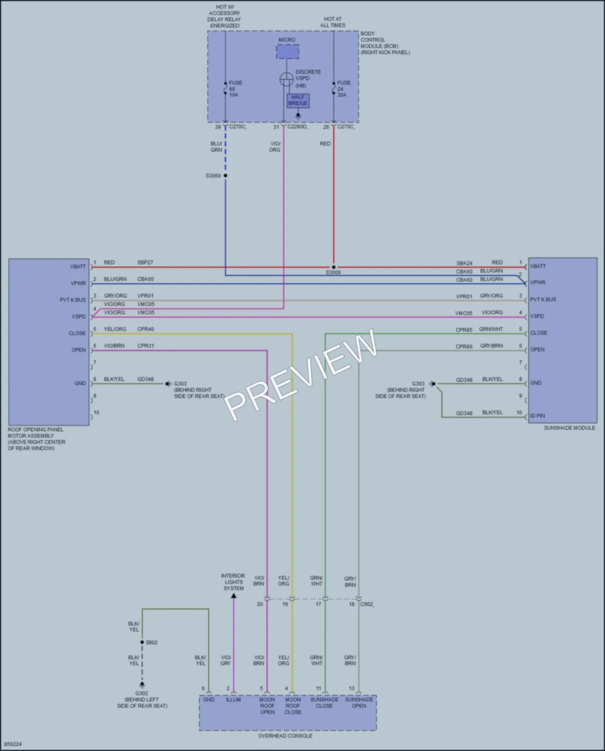 2024 Ford F150Lightning Power Top Sunroof wiring diagram preview