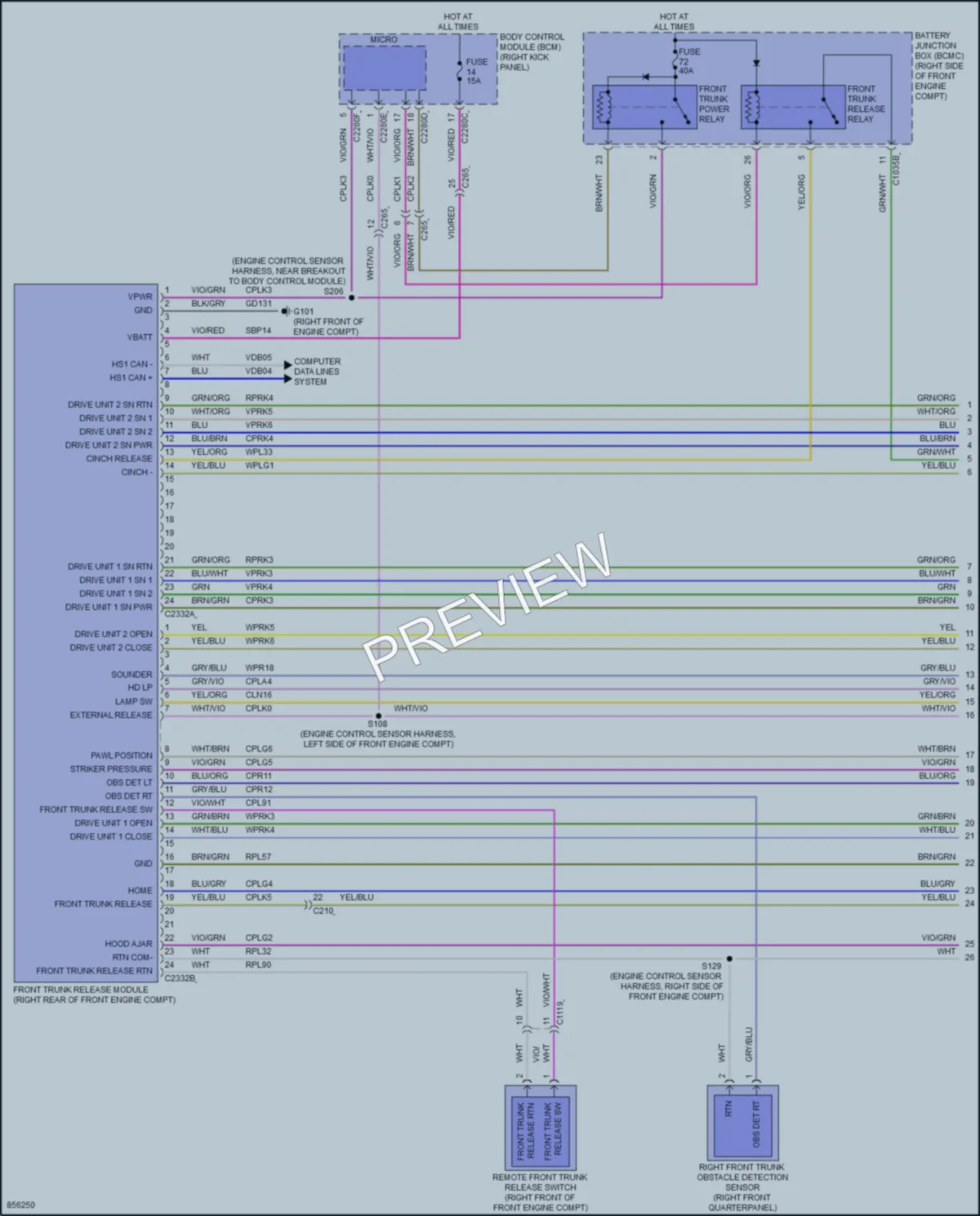2024 Ford F150Lightning Trunk Tailgate Fuel Door wiring diagram preview