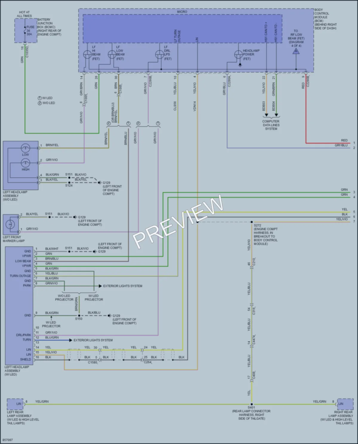 2024 Ford F350SuperDuty Headlights wiring diagram preview
