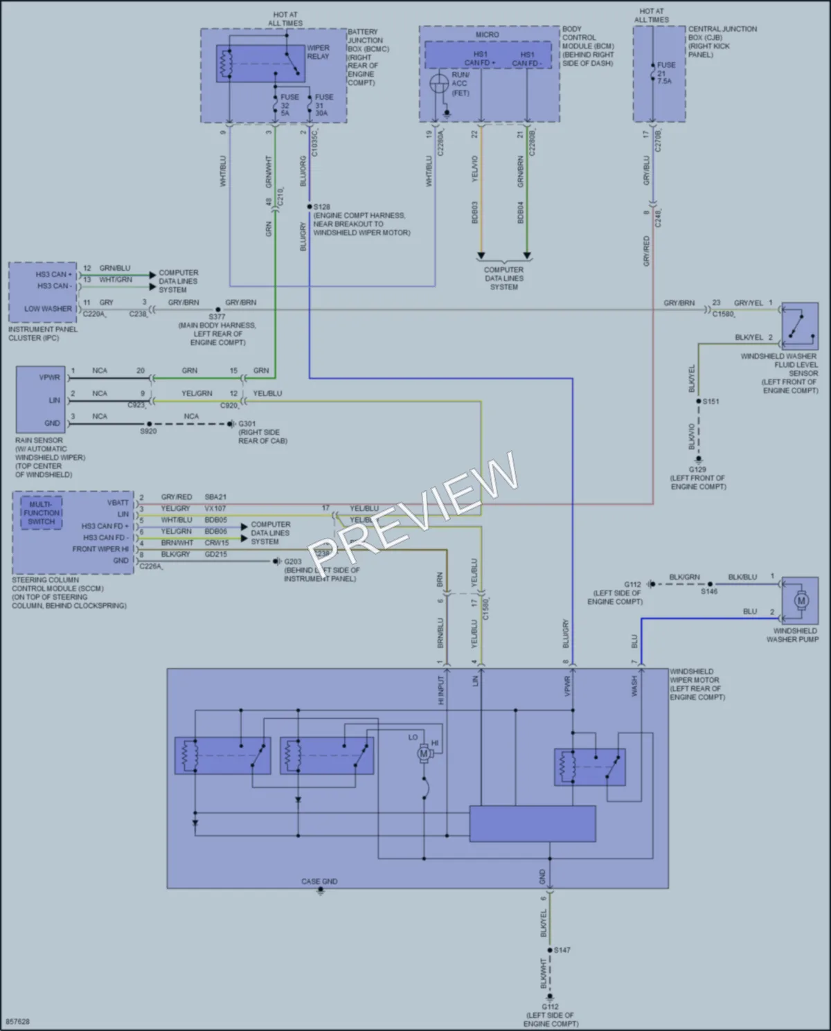 2024 Ford F350SuperDuty Wiper Washer wiring diagram preview