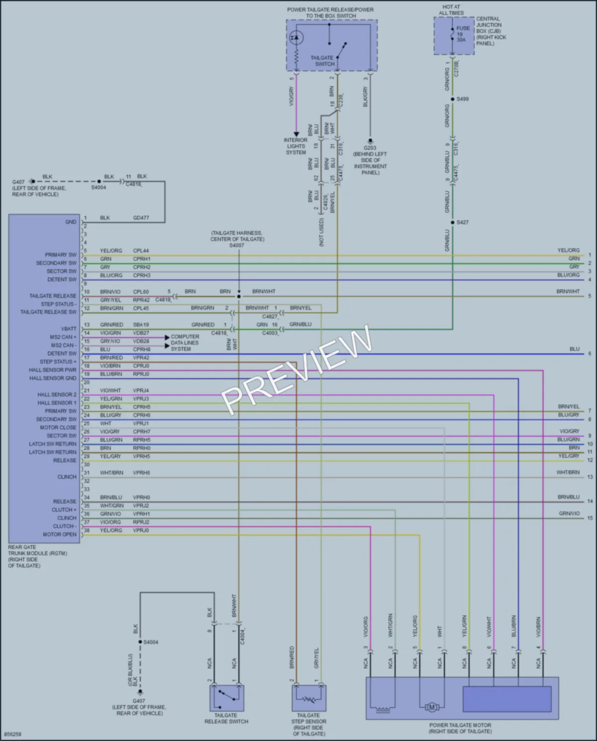 2024 Ford F450SuperDuty Trunk Tailgate Fuel Door wiring diagram preview