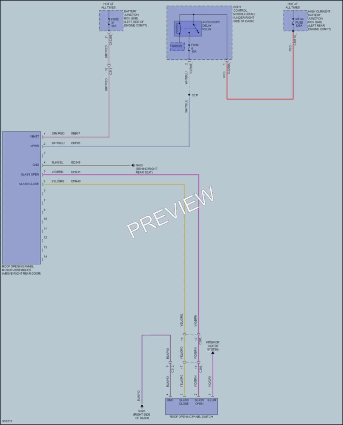 2024 Ford Maverick Power Top Sunroof wiring diagram preview