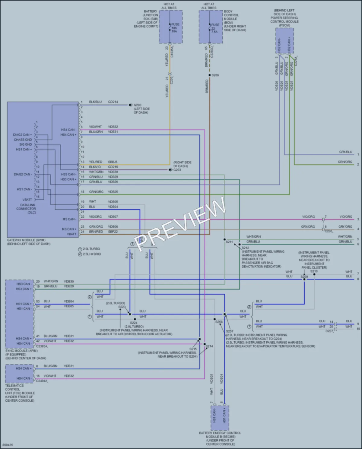 2024 Ford MaverickHybrid Computer Data Lines wiring diagram preview