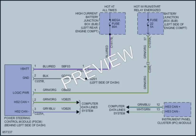 2024 Ford MaverickHybrid Electronic Power Steering wiring diagram preview