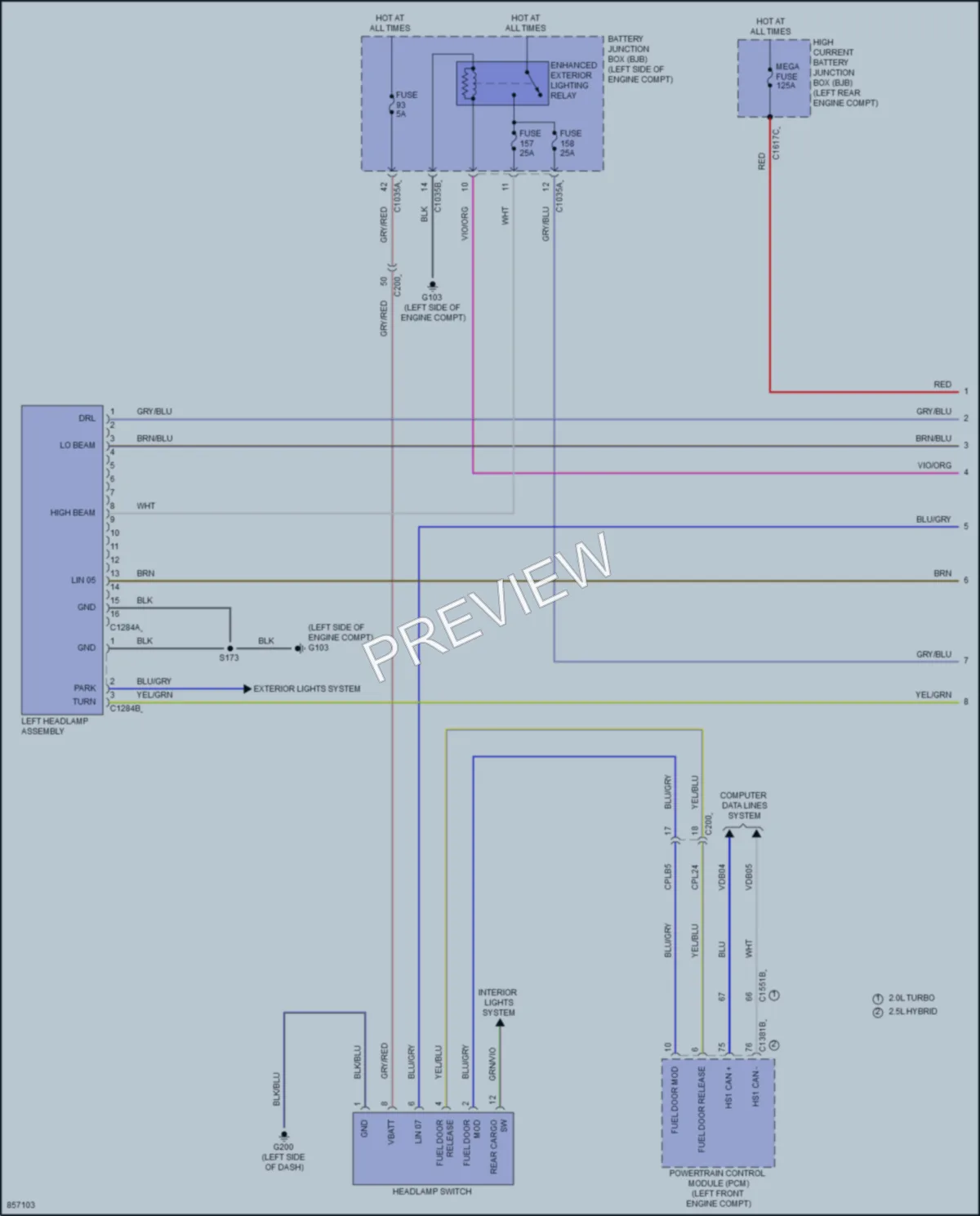 2024 Ford MaverickHybrid Headlights wiring diagram preview