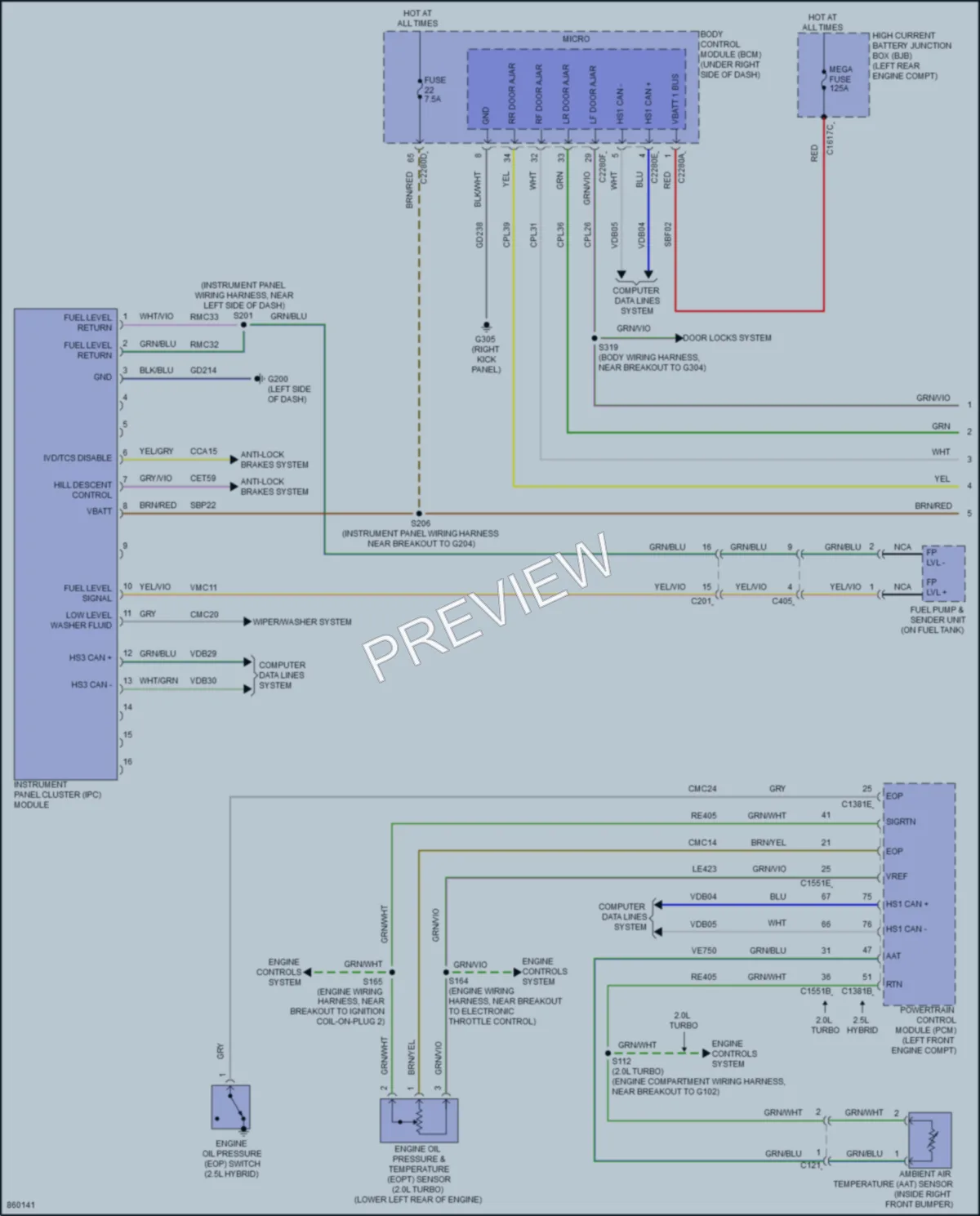 2024 Ford MaverickHybrid Instrument Cluster wiring diagram preview