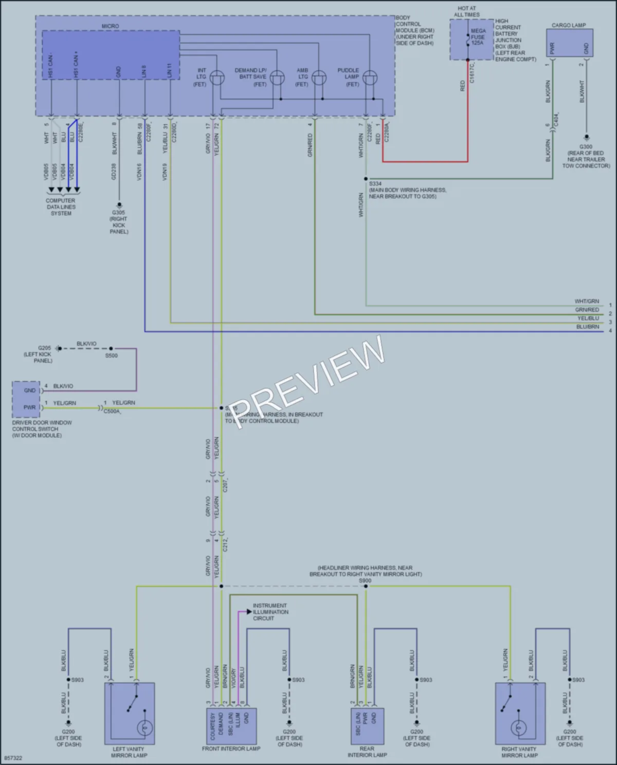 2024 Ford MaverickHybrid Interior Lights wiring diagram preview