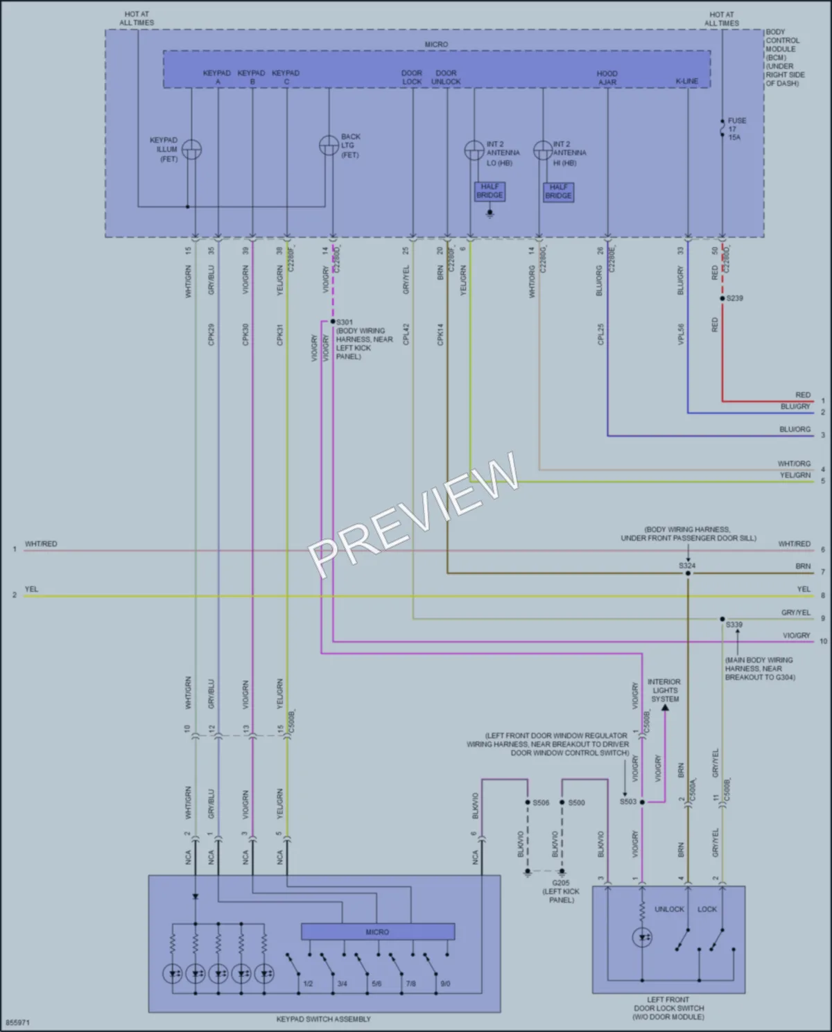 2024 Ford MaverickHybrid Power Door Locks wiring diagram preview