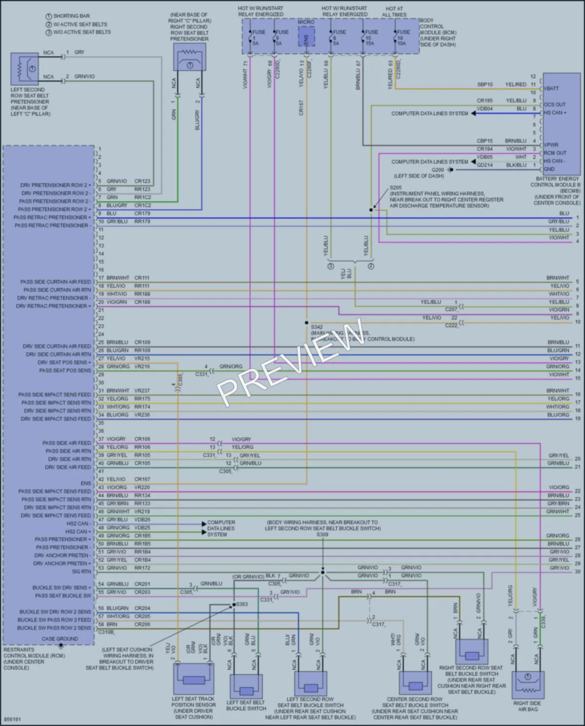 2024 Ford MaverickHybrid Supplemental Restraints wiring diagram preview
