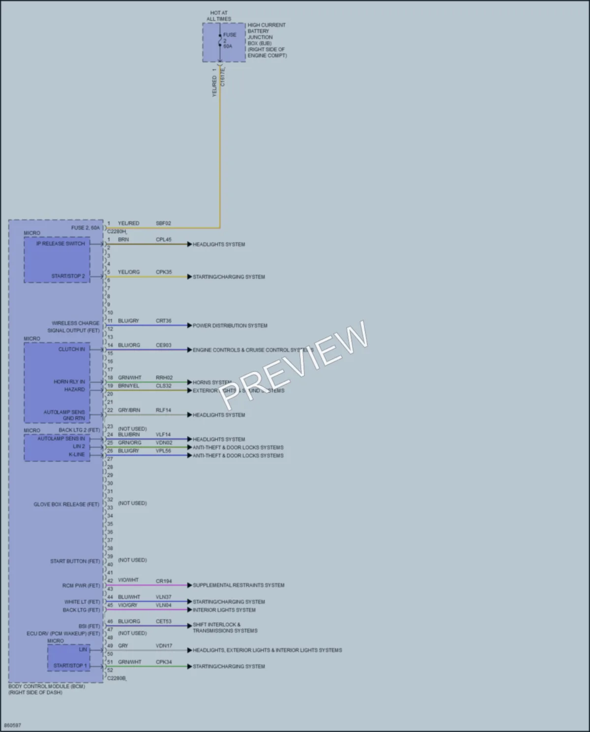 2024 Ford Mustang Body Control Modules wiring diagram preview