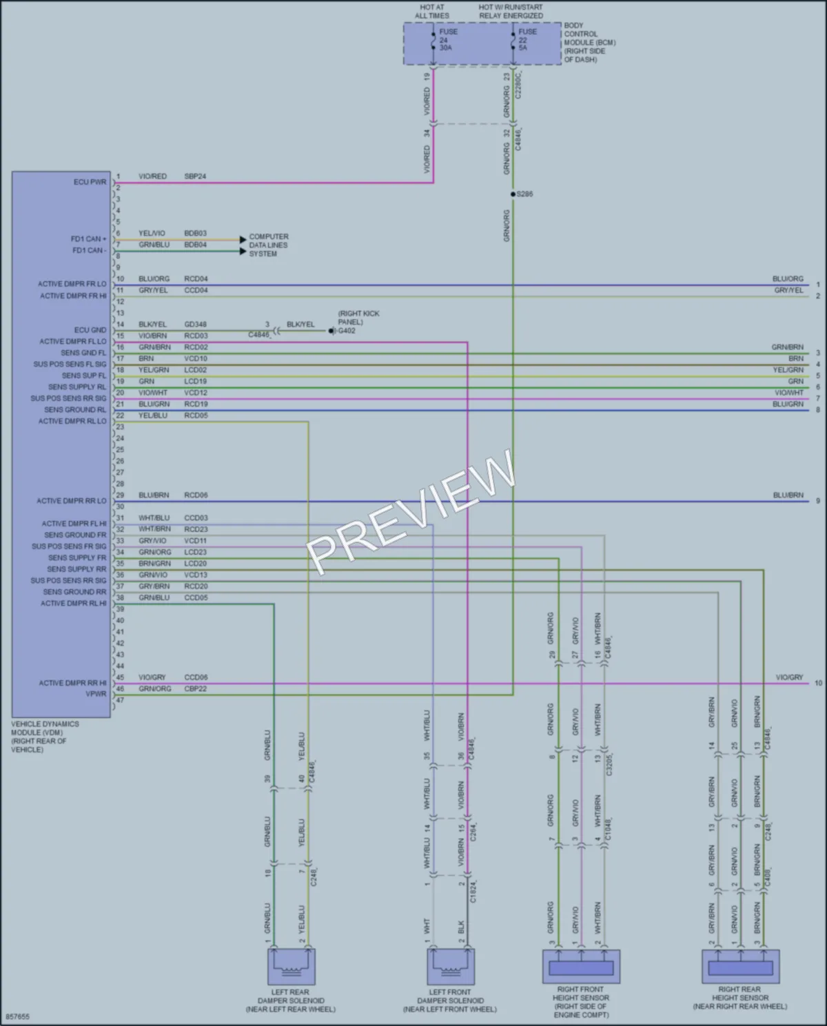 2024 Ford Mustang Electronic Suspension wiring diagram preview