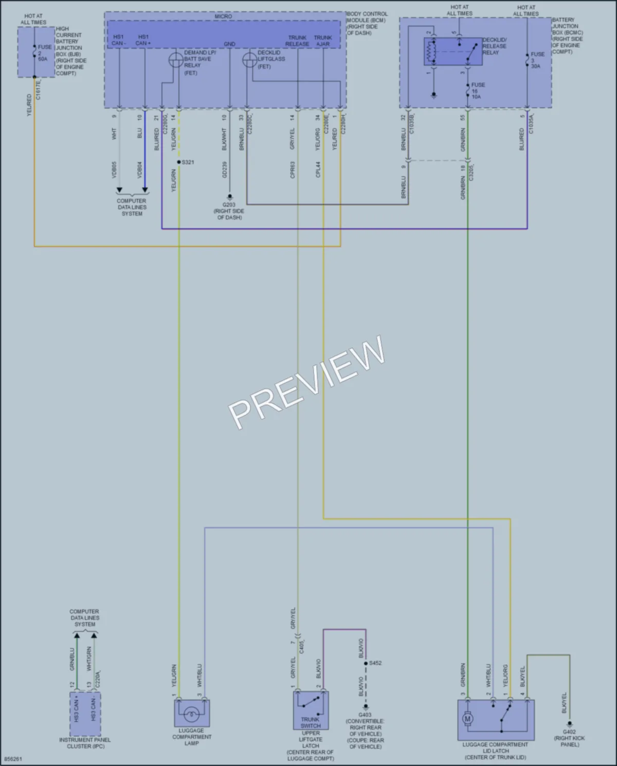 2024 Ford Mustang Trunk Tailgate Fuel Door wiring diagram preview