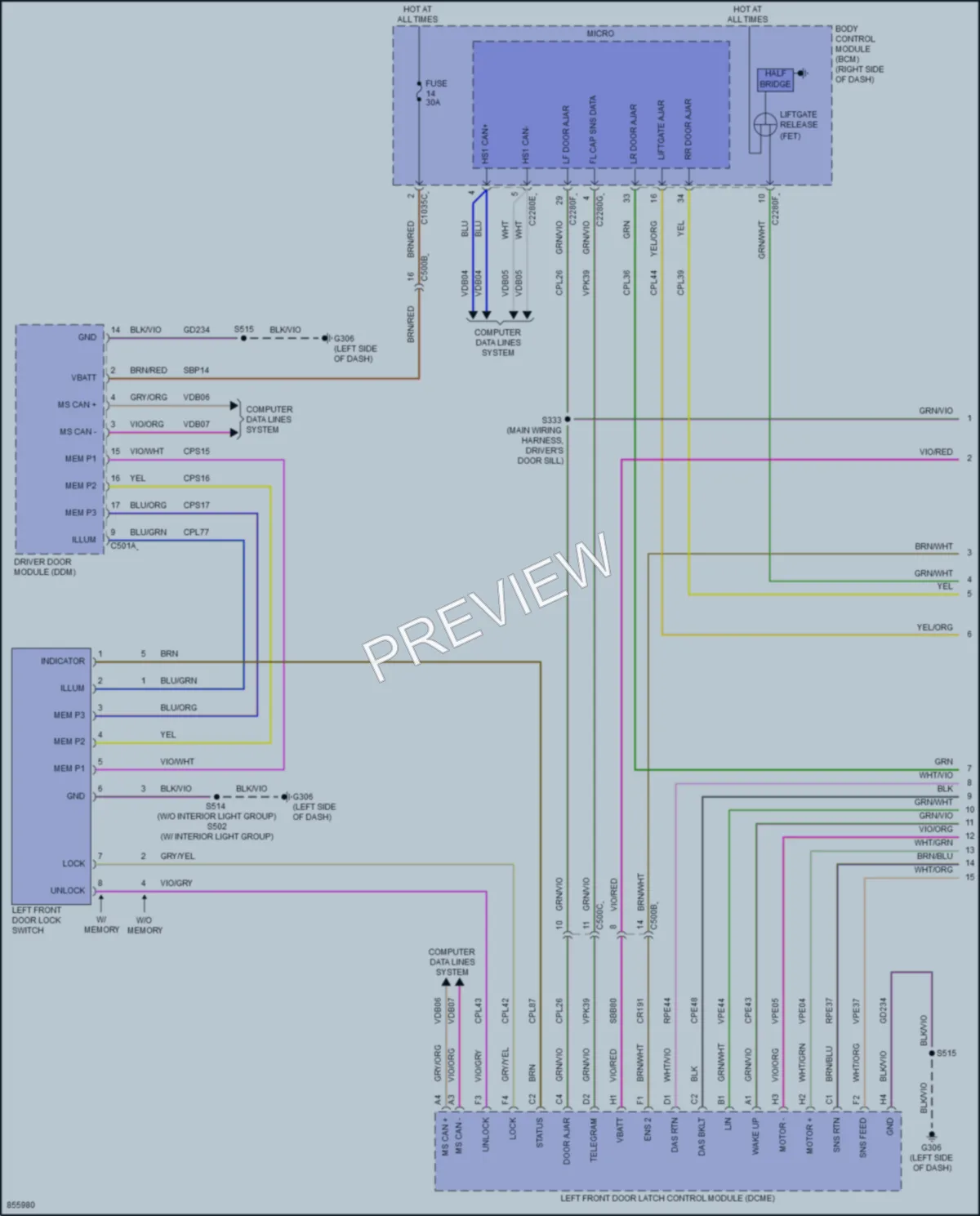 2024 Ford MustangMachE Power Door Locks wiring diagram preview