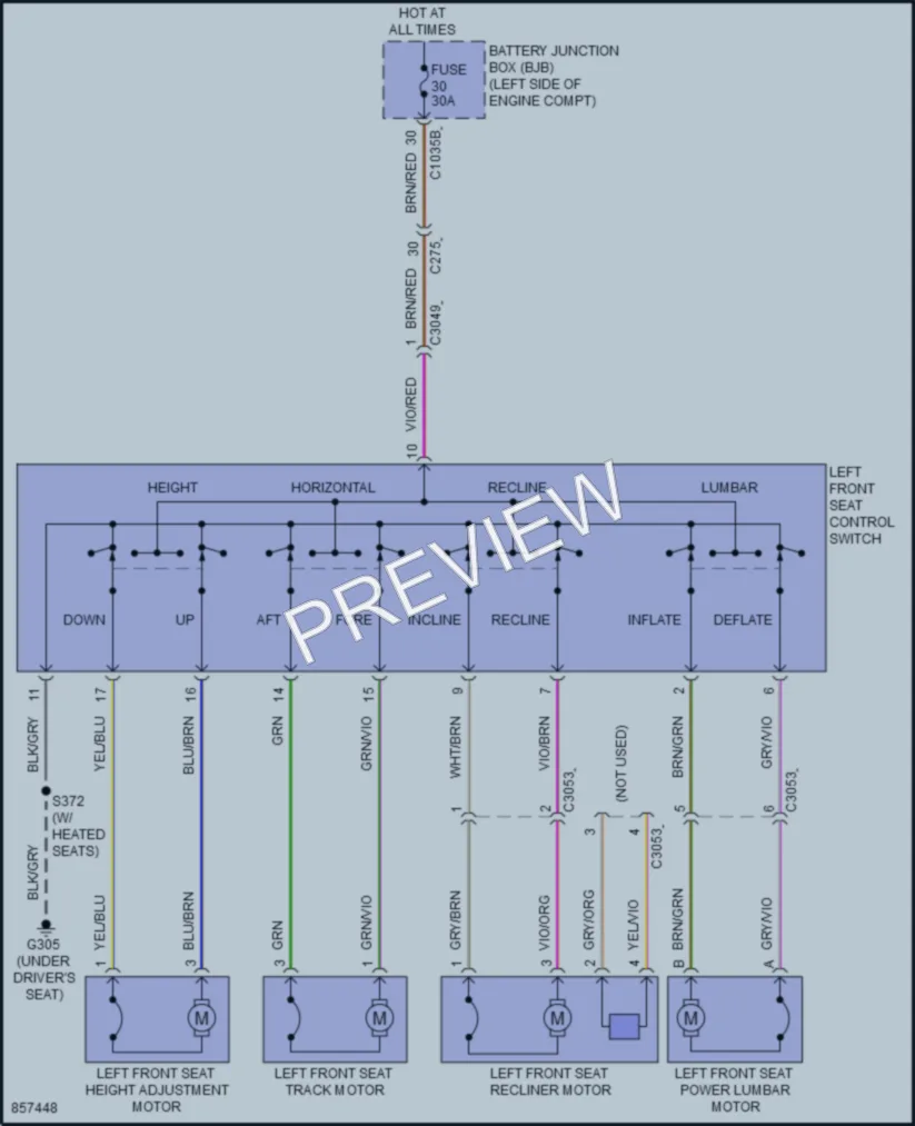 2024 Ford MustangMachE Power Seats wiring diagram preview