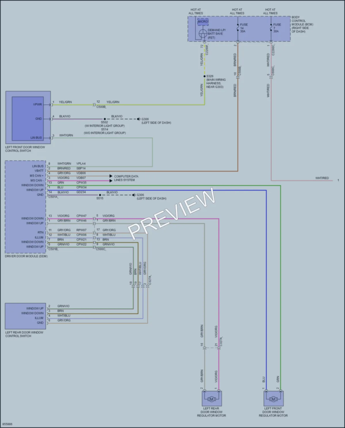 2024 Ford MustangMachE Power Windows wiring diagram preview