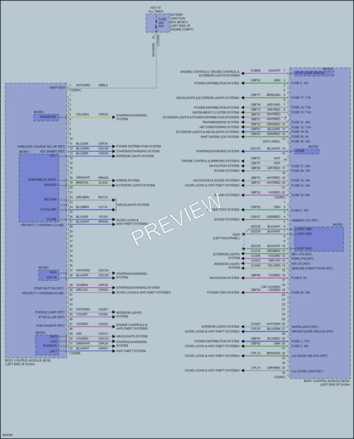 2024 Ford Ranger Body Control Modules wiring diagram preview