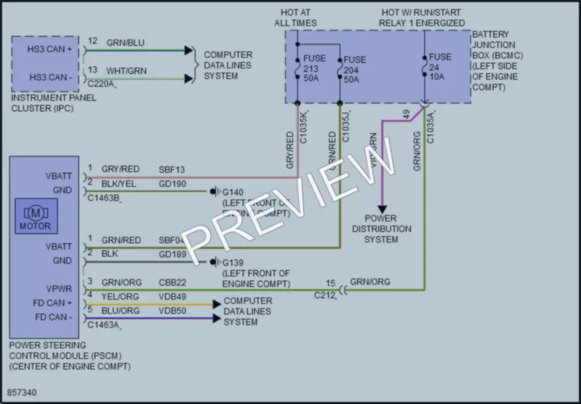 2024 Ford Ranger Electronic Power Steering wiring diagram preview