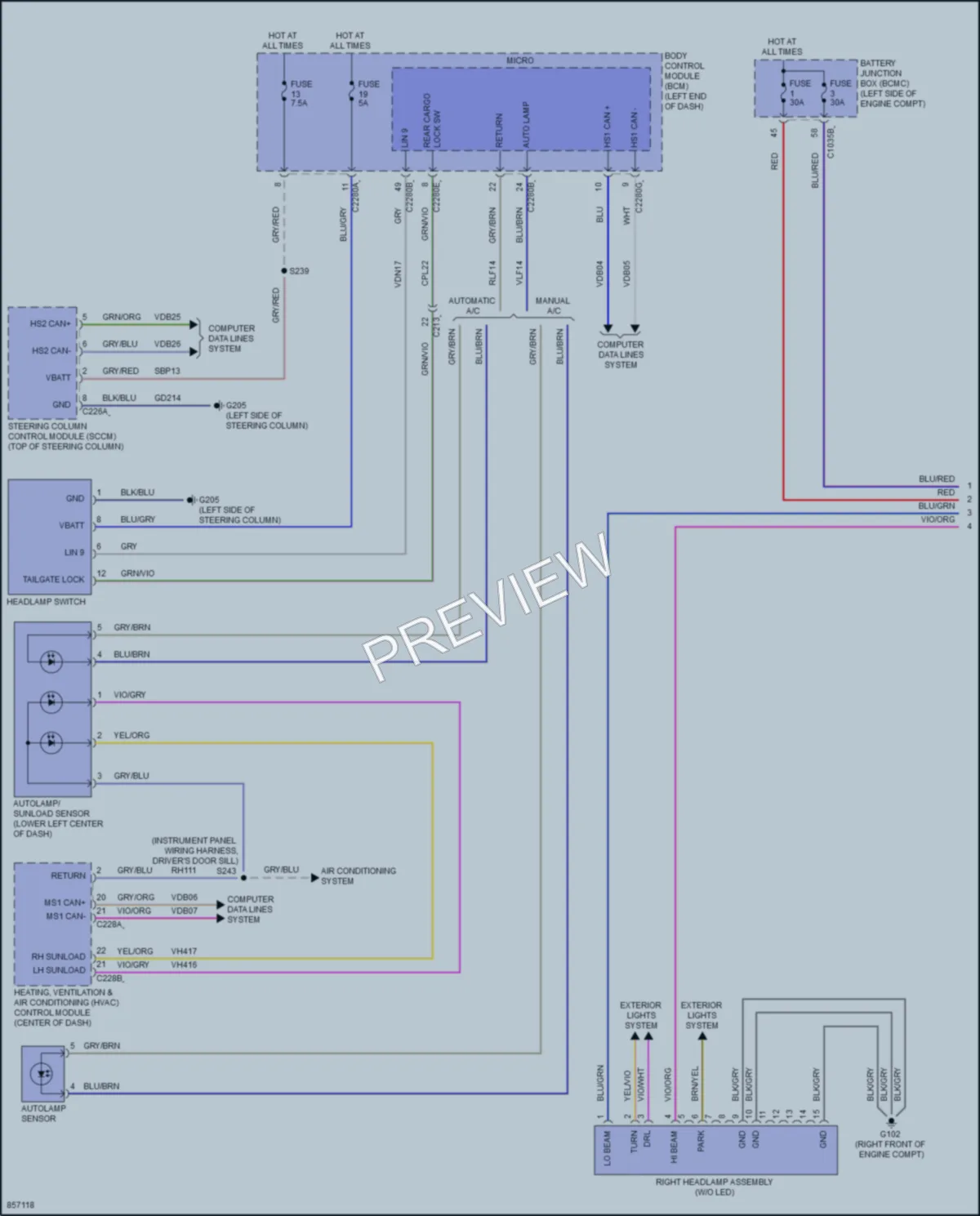 2024 Ford Ranger Headlights wiring diagram preview