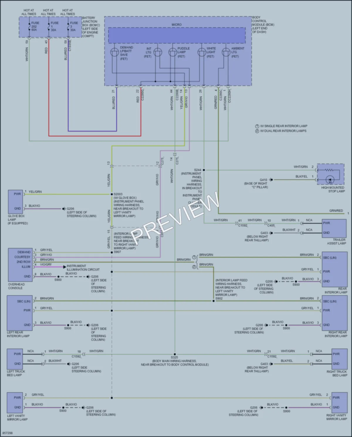 2024 Ford Ranger Interior Lights wiring diagram preview