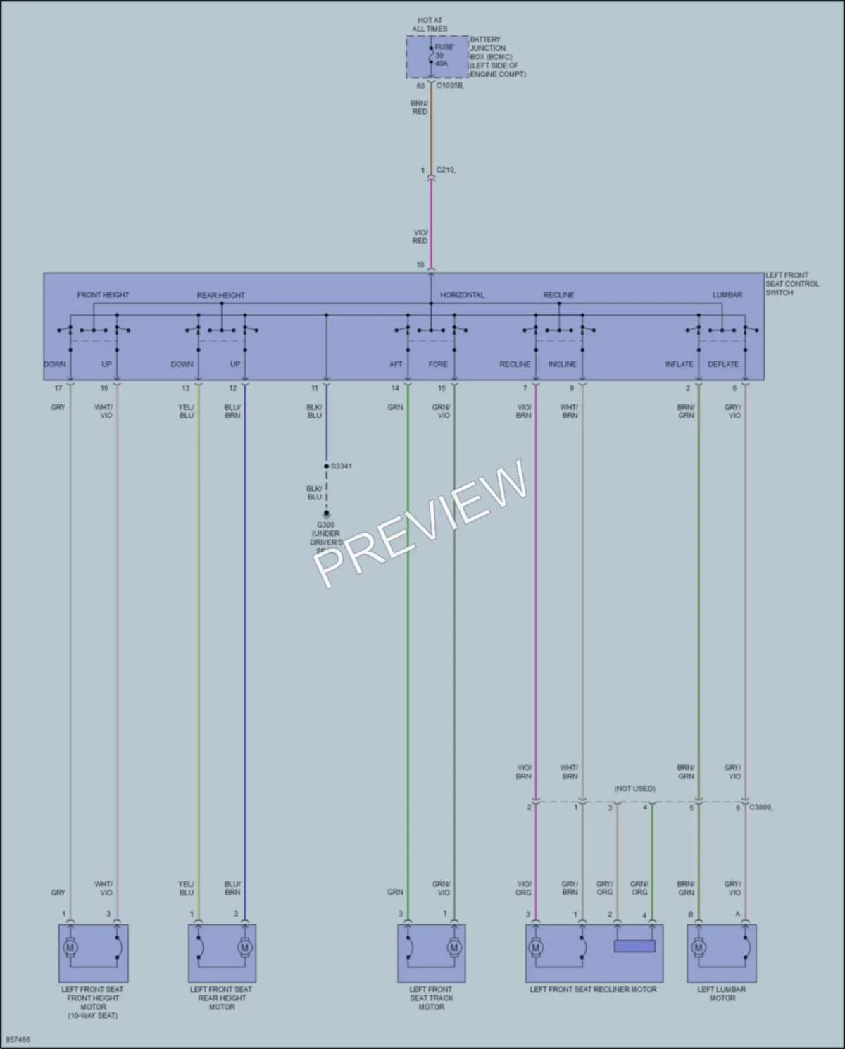 2024 Ford Ranger Power Seats wiring diagram preview