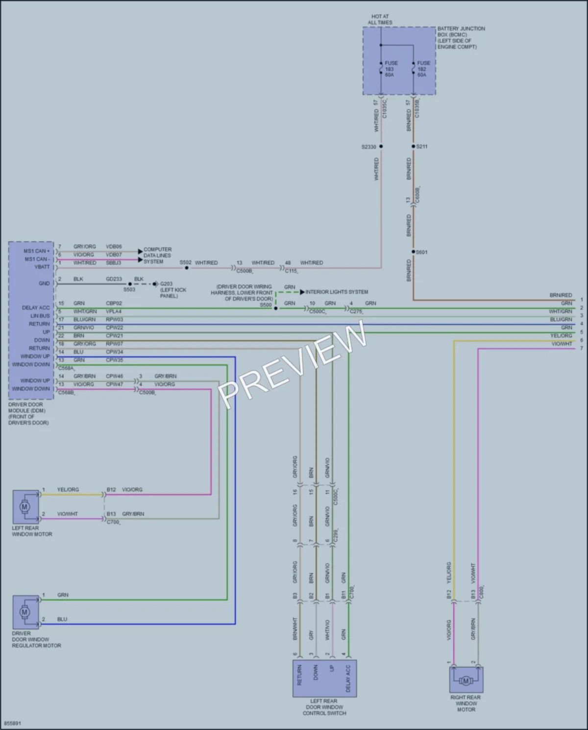 2024 Ford Ranger Power Windows wiring diagram preview