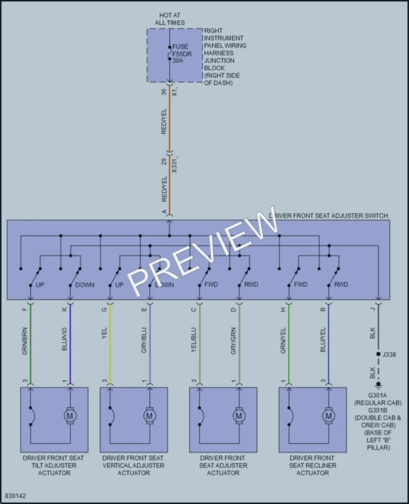 2024 GMC 1500Sierra Power Seats wiring diagram preview
